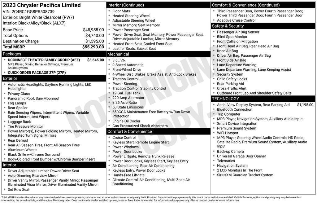 Used 2023 Chrysler Pacifica Limited w/ Uconnect Theater Family Group FWD image 10