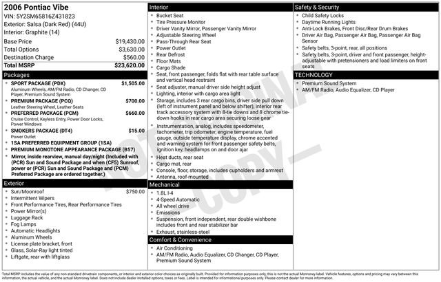 Used 2006 Pontiac Vibe AWD w/ Sport Package image 3