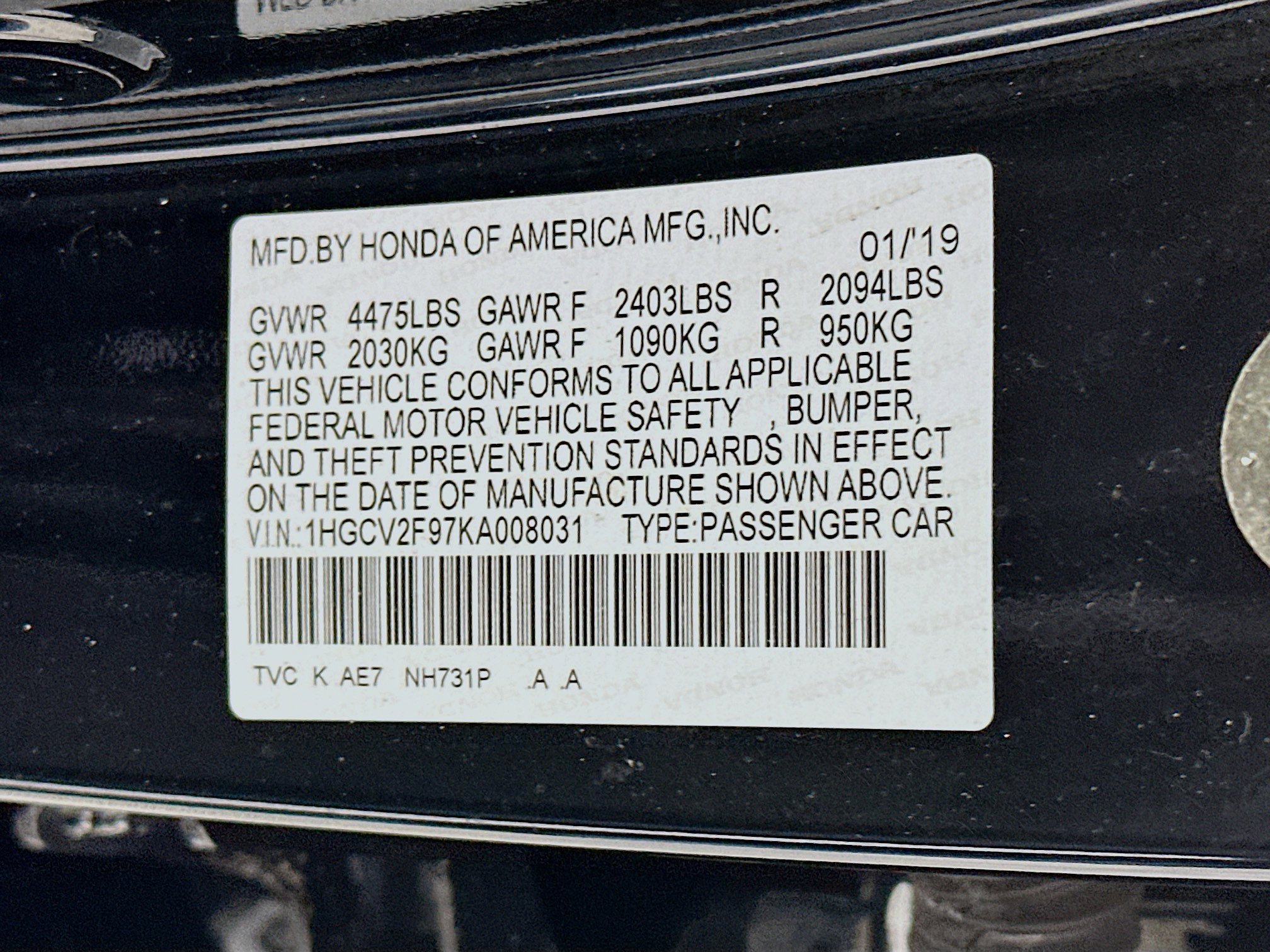 Used 2019 Honda Accord Touring image 12