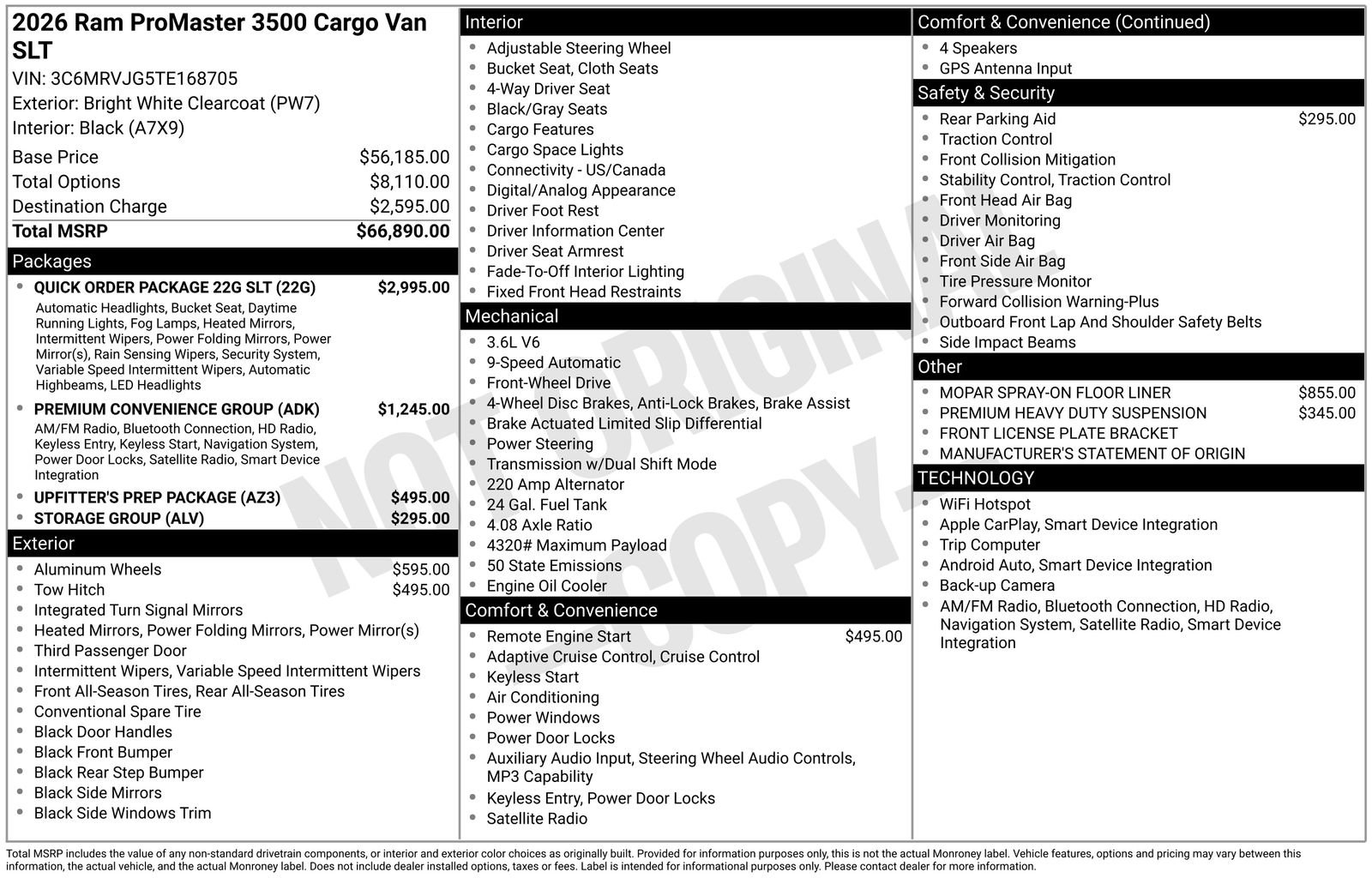 New 2026 RAM ProMaster 3500 w/ Quick Order Package 22G SLT FWD image 28