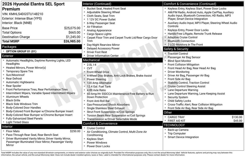 New 2026 Hyundai Elantra SEL Sport Premium image 3