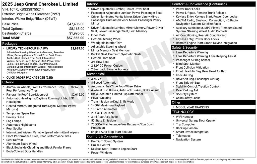 New 2025 Jeep Grand Cherokee L Limited w/ Luxury Tech Group II image 15