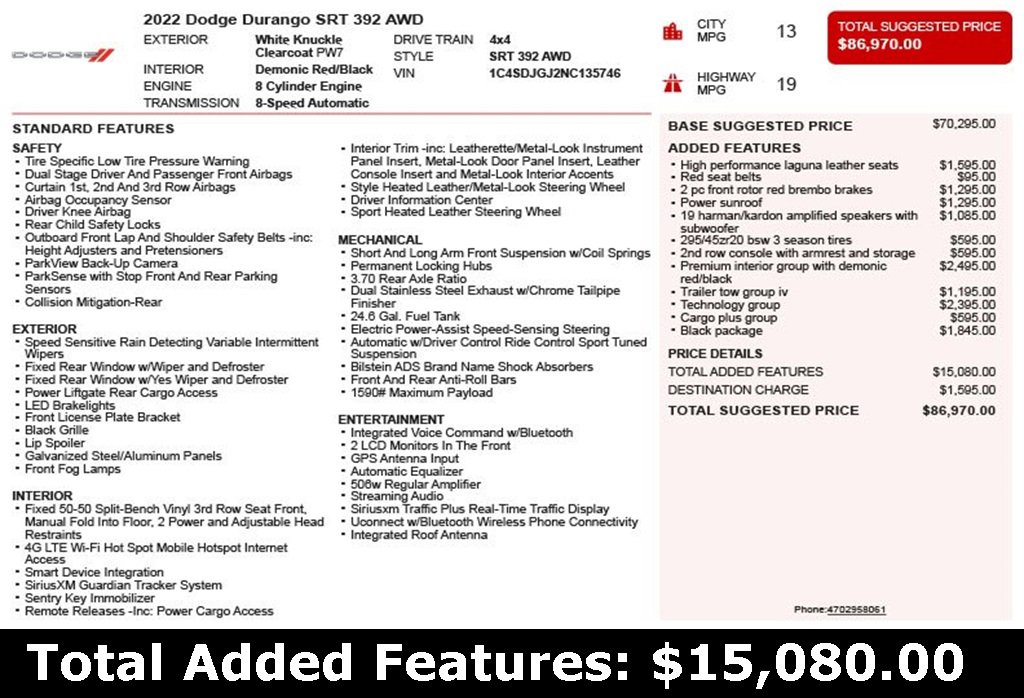 Used 2022 Dodge Durango SRT w/ Premium Interior Group image 3