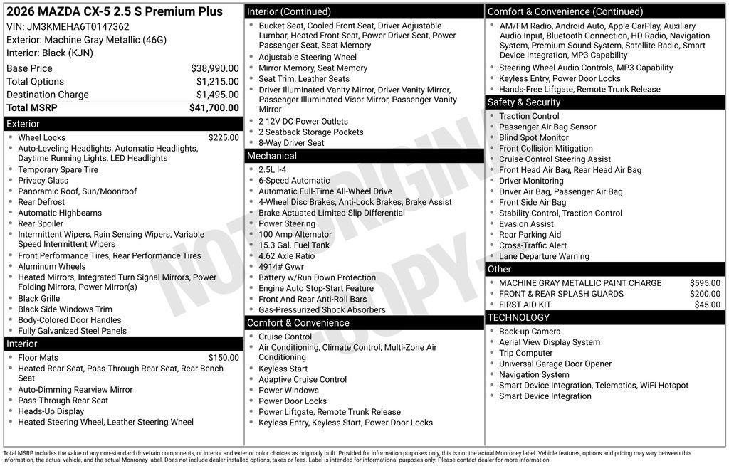 New 2026 MAZDA CX-5 2.5 S w/ Premium Plus Package AWD/4WD image 11