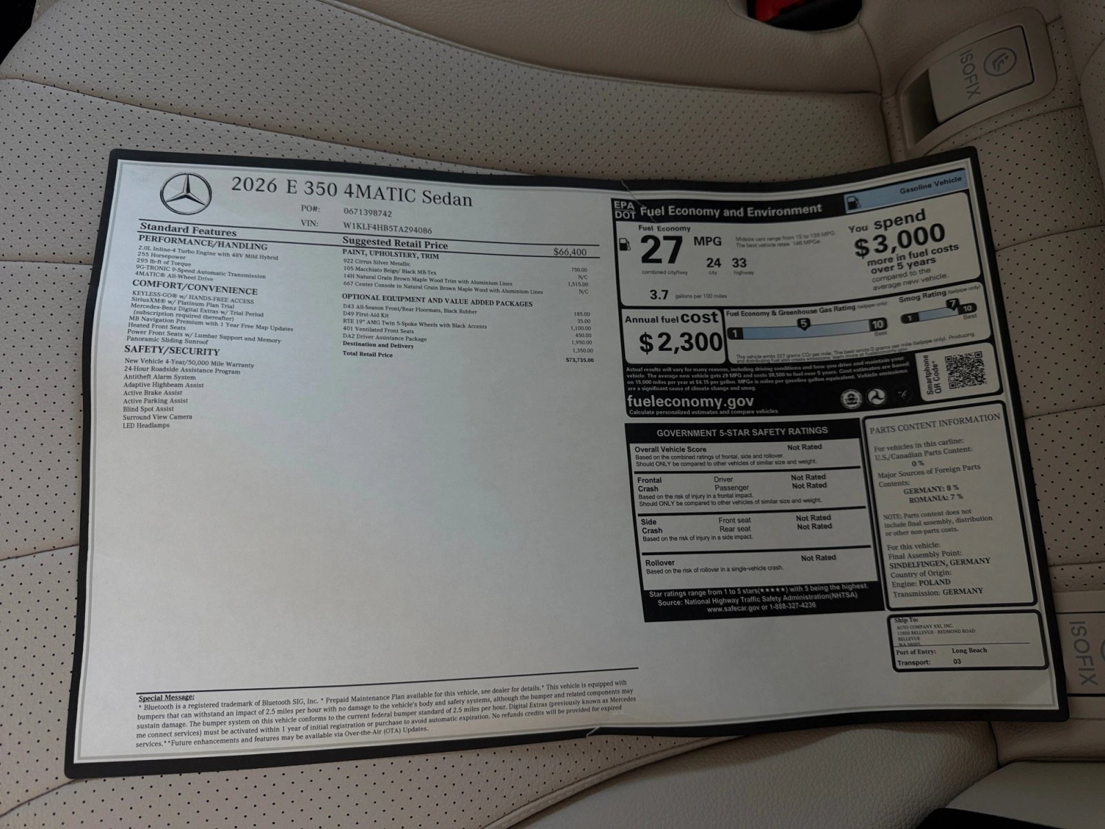 New 2026 Mercedes-Benz E 350 4MATIC Sedan image 19