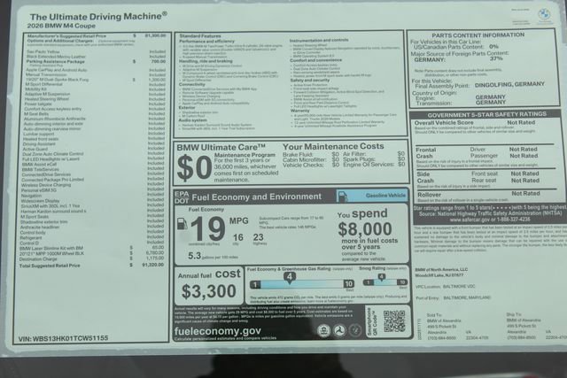 New 2026 BMW M4 Coupe w/ Parking Assistance Package image 2