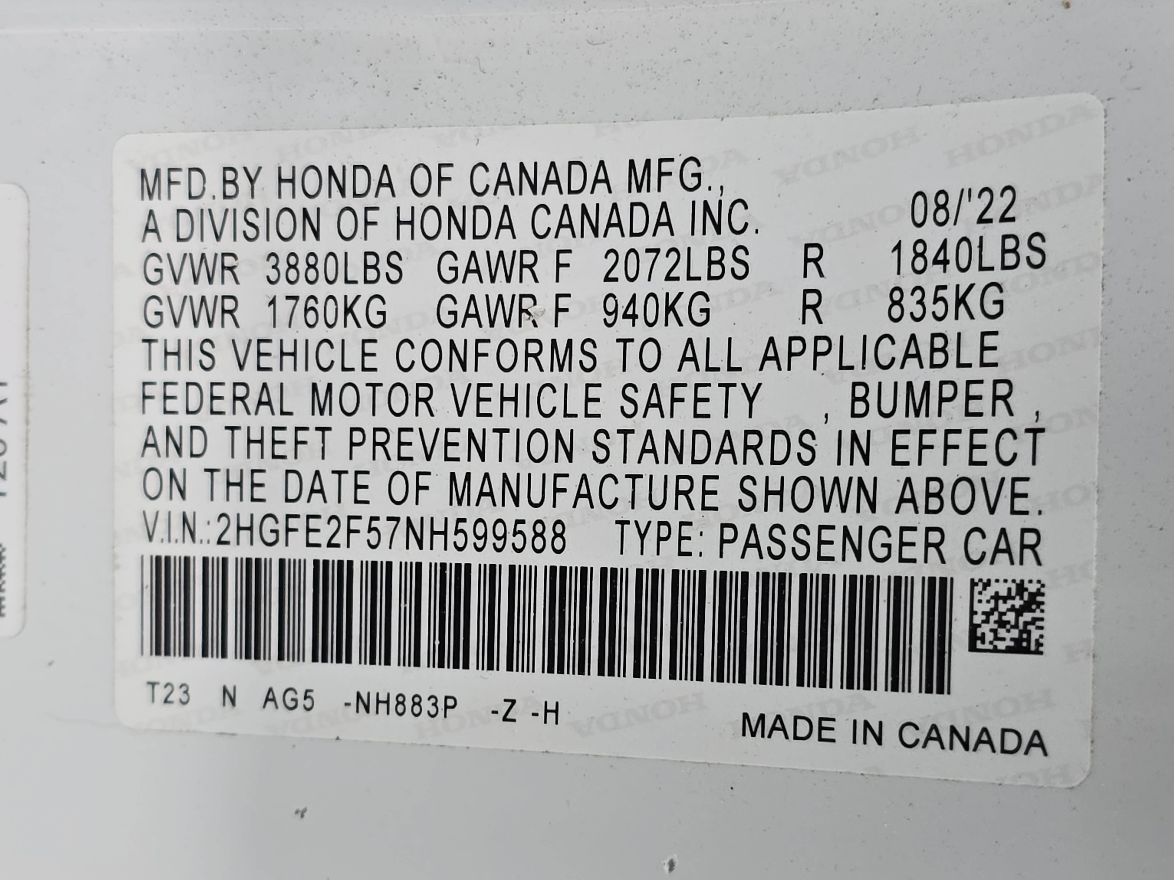 Certified 2022 Honda Civic Sport image 34