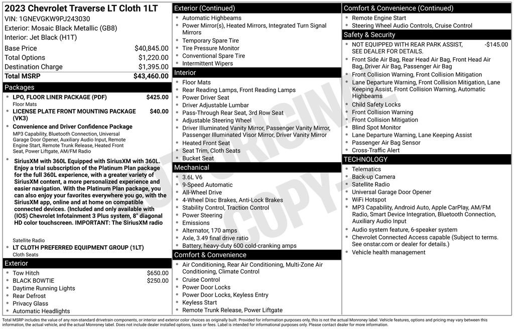 Certified 2023 Chevrolet Traverse LT w/ LPO, Floor Liner Package AWD/4WD image 5