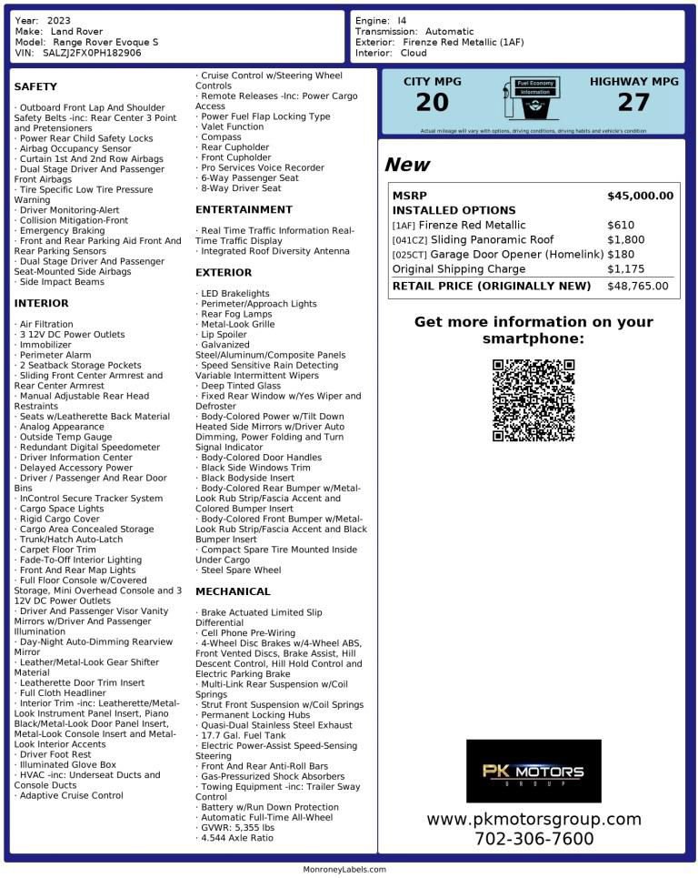 Used 2023 Land Rover Range Rover Evoque S image 88