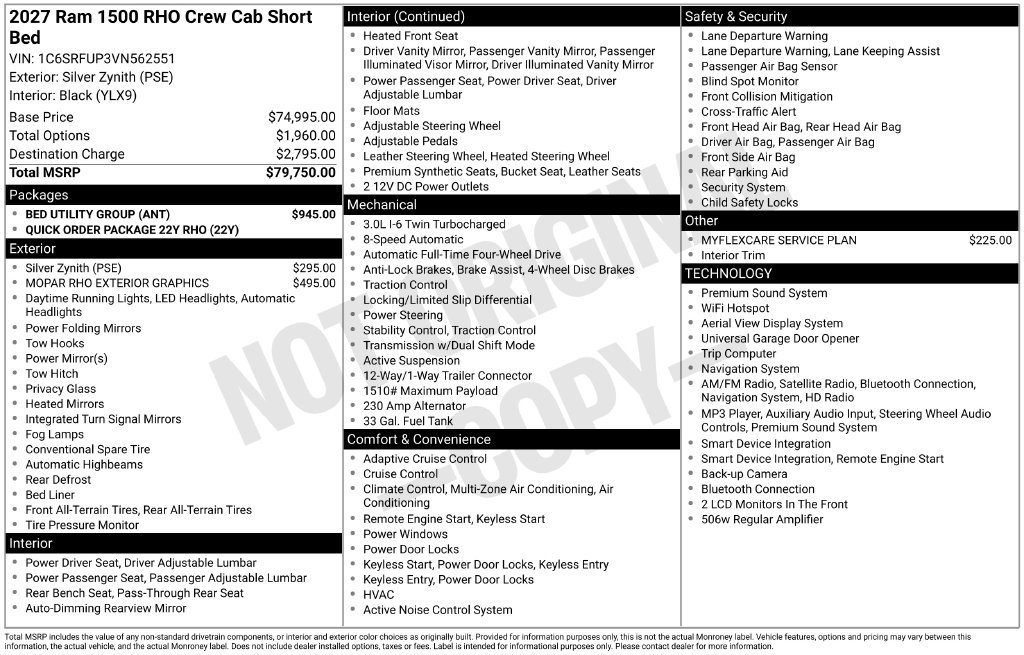 New 2027 RAM 1500 RHO w/ Bed Utility Group AWD/4WD image 1