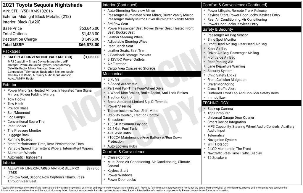 Used 2021 Toyota Sequoia Nightshade w/ Safety & Convenience Package AWD/4WD image 34
