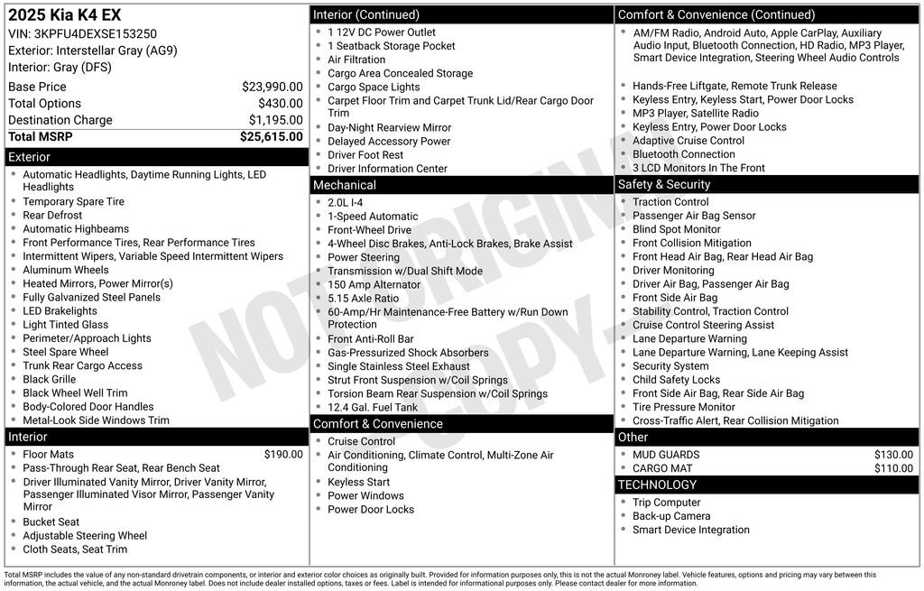 Used 2025 Kia K4 EX image 15