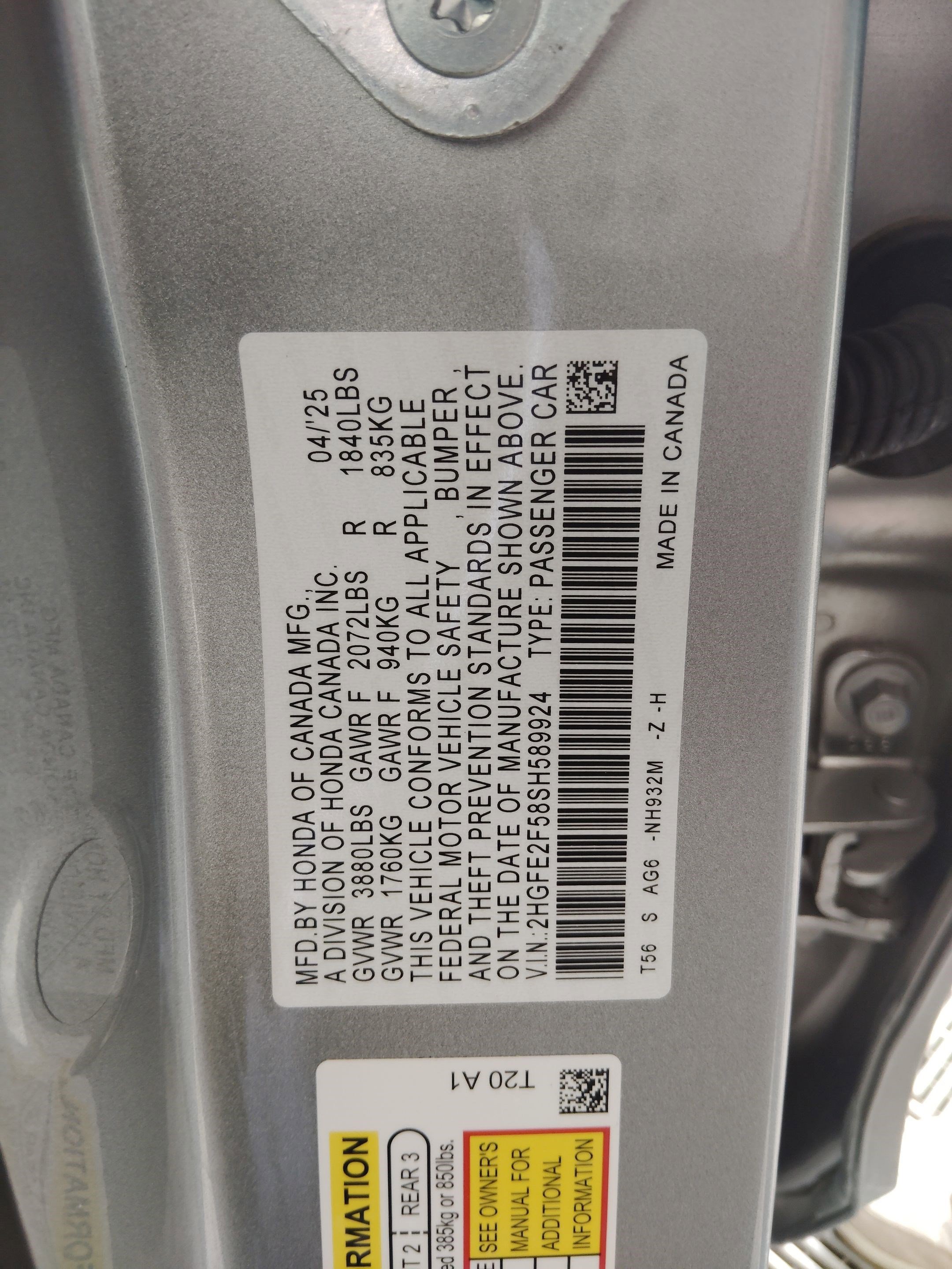 Certified 2025 Honda Civic Sport image 18