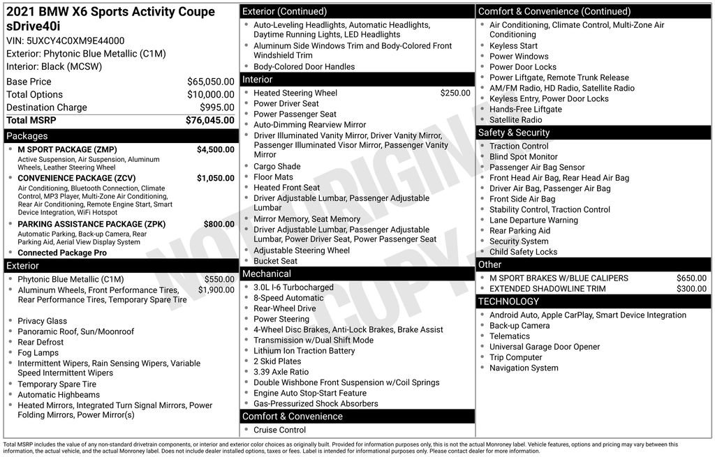 Used 2021 BMW X6 sDrive40i w/ M Sport Package image 39