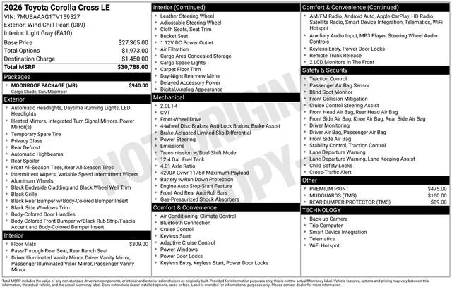 New 2026 Toyota Corolla Cross LE w/ Moonroof Package image 24