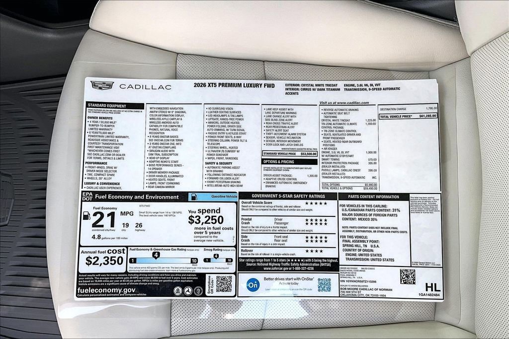 New 2026 Cadillac XT5 Premium Luxury w/ Driver Assist Package FWD image 13