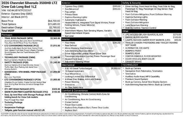 New 2026 Chevrolet Silverado 3500 LTZ w/ Trail Boss Package image 4
