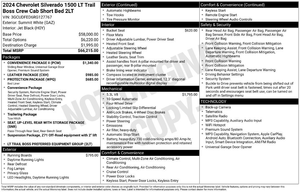 Used 2024 Chevrolet Silverado 1500 LT Trail Boss w/ Convenience Package II AWD/4WD image 2