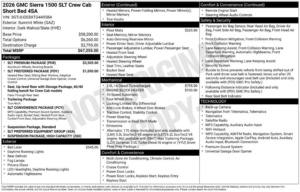 New 2026 GMC Sierra 1500 SLT w/ SLT Premium Package AWD/4WD image 3