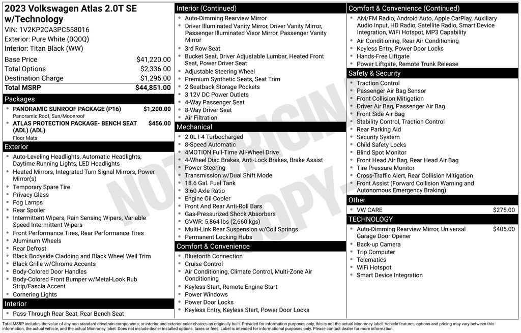 Used 2023 Volkswagen Atlas SE w/ Panoramic Sunroof Package AWD/4WD image 2