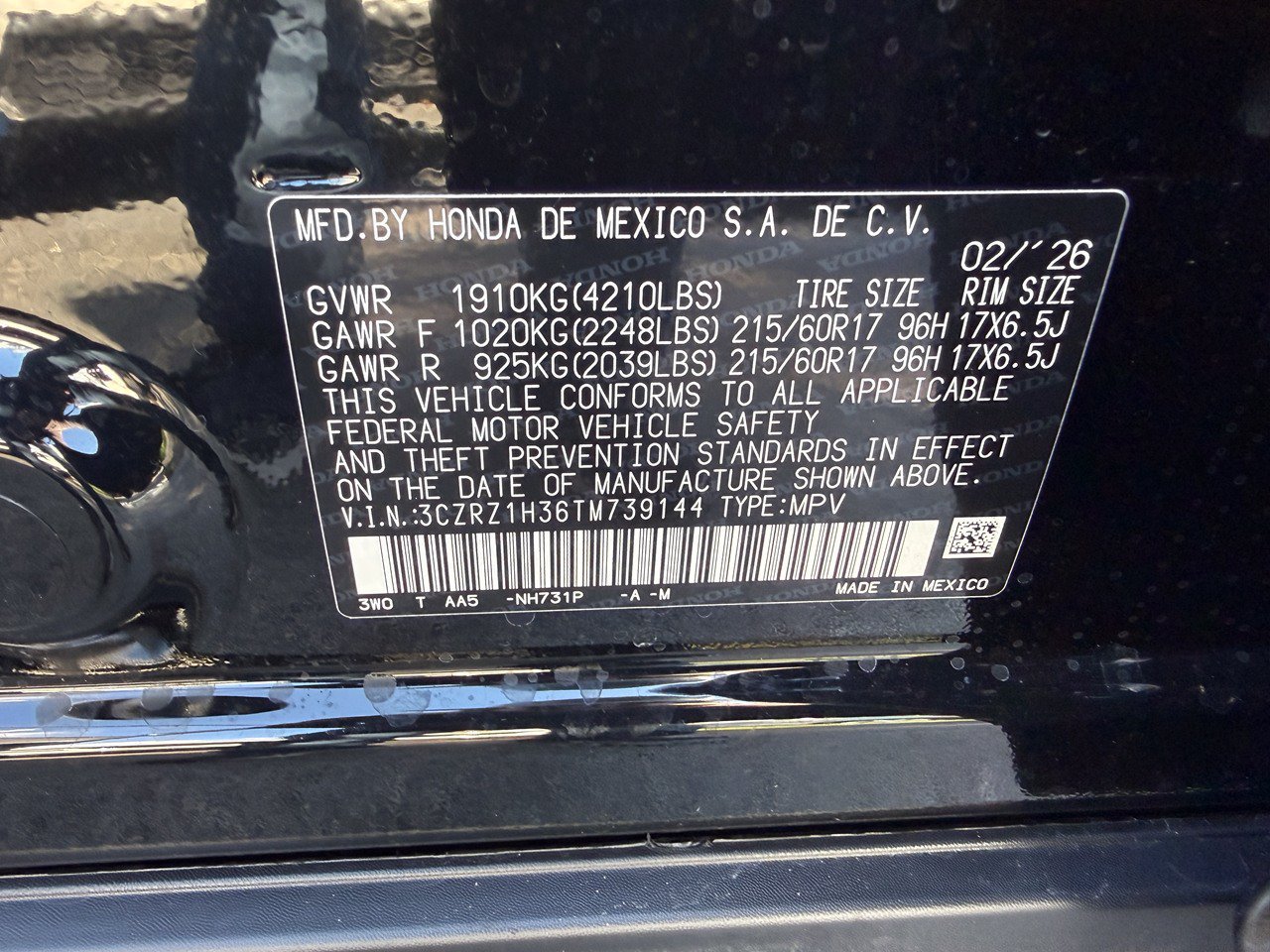 Certified 2026 Honda HR-V LX image 39