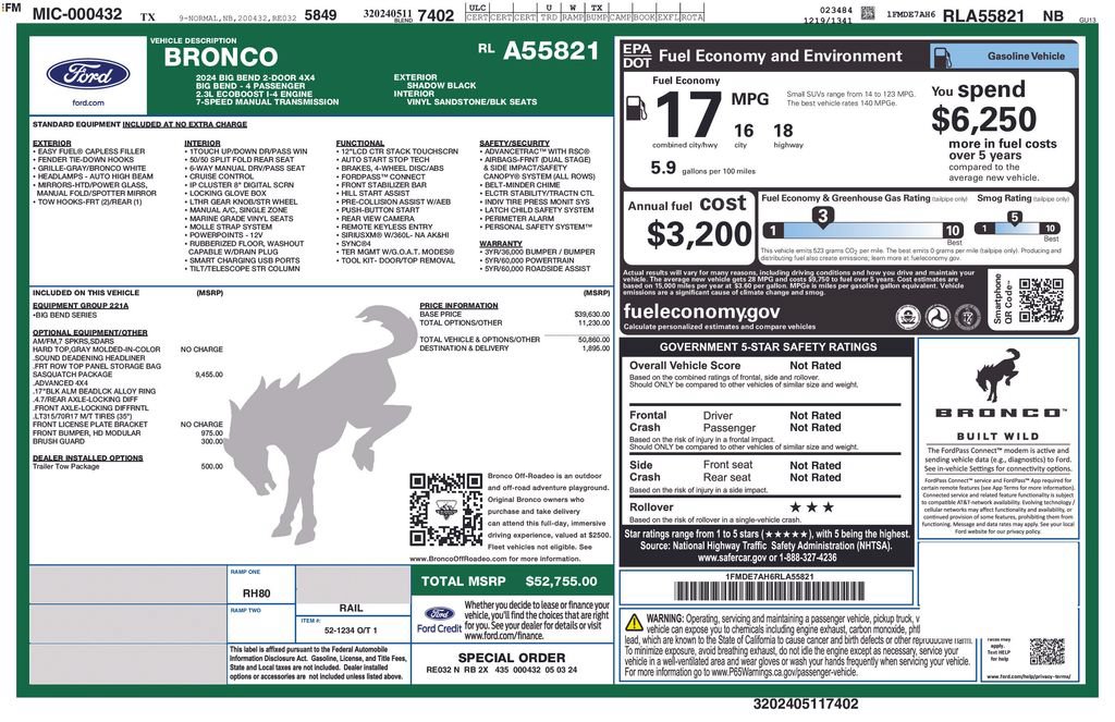 Certified 2024 Ford Bronco Big Bend w/ Sasquatch Package AWD/4WD image 5