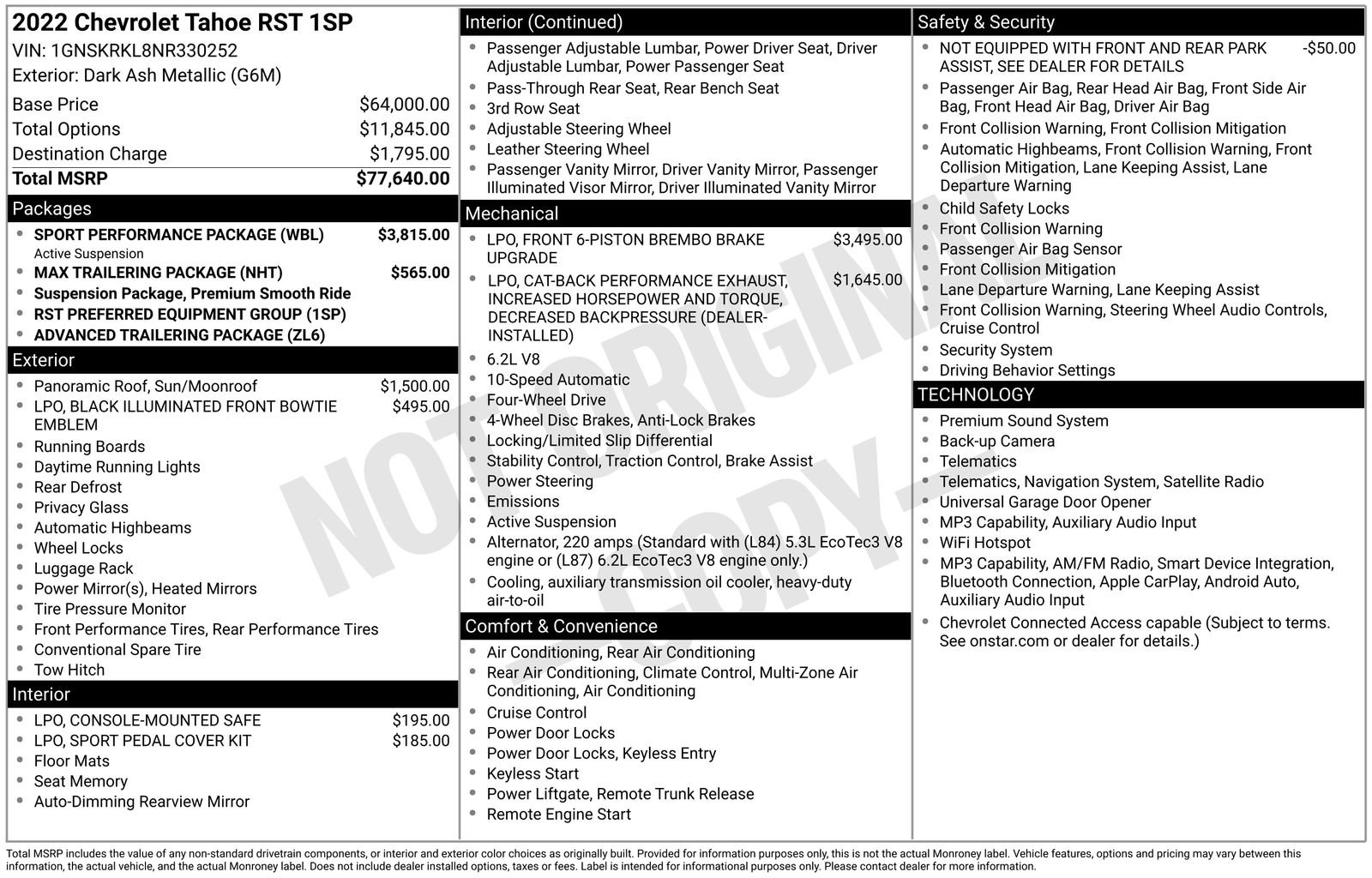 Used 2022 Chevrolet Tahoe RST w/ Sport Performance Package AWD/4WD image 33