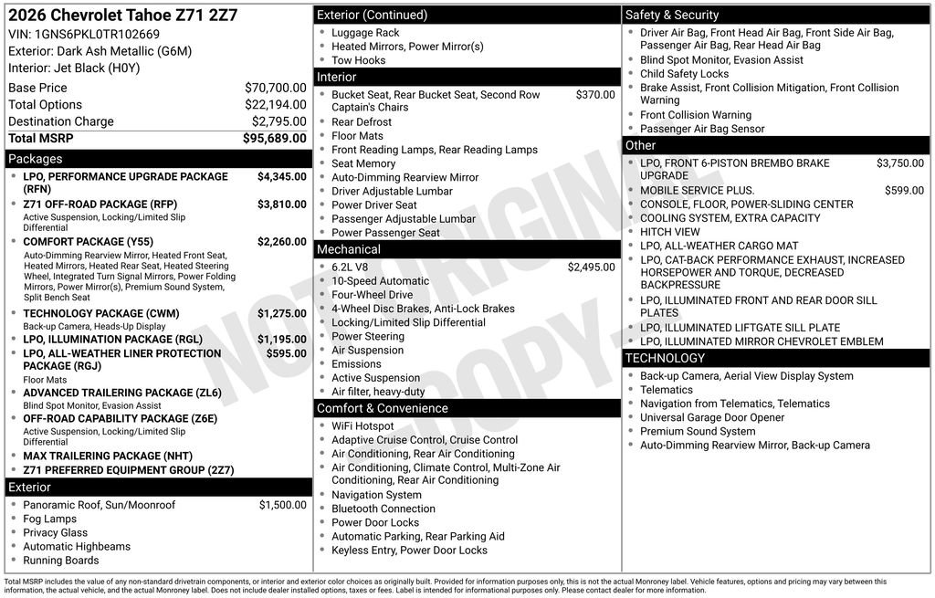 Used 2026 Chevrolet Tahoe Z71 AWD/4WD image 10