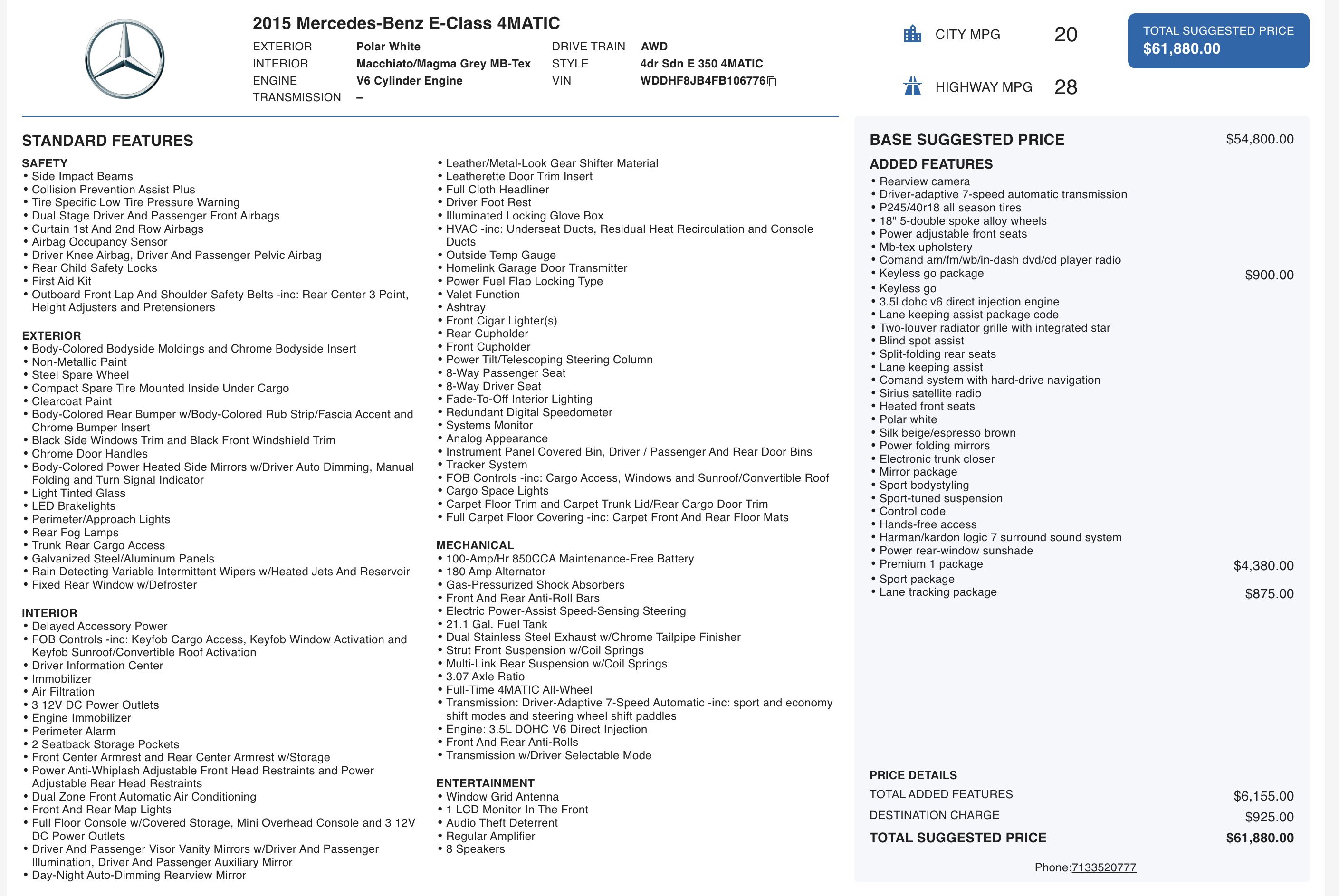 Used 2015 Mercedes-Benz E 350 4MATIC Sedan image 5