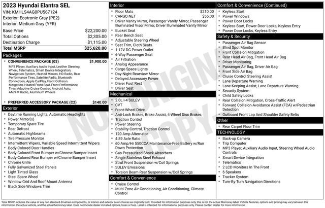 Used 2023 Hyundai Elantra SEL w/ Convenience Package FWD image 43