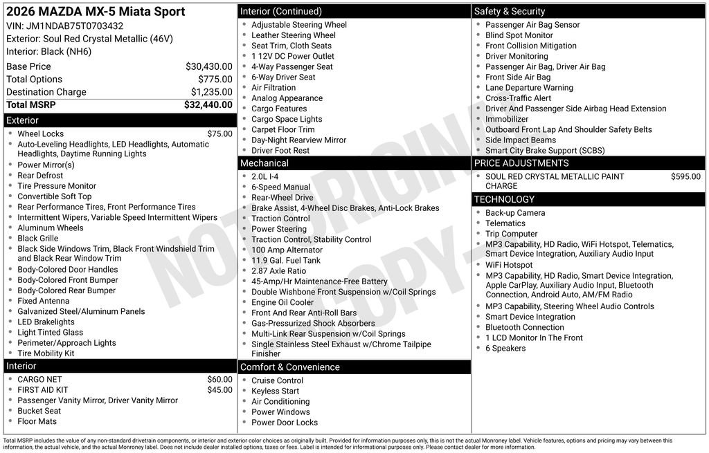 New 2026 MAZDA MX-5 Miata Sport RWD image 33