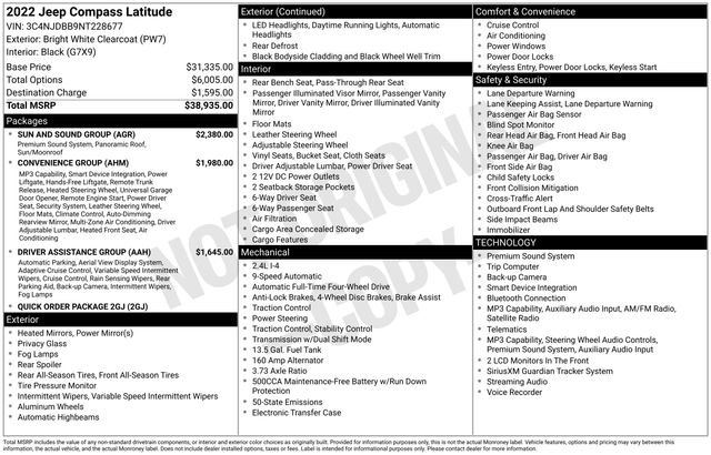 Used 2022 Jeep Compass Latitude w/ Sun and Sound Group AWD/4WD image 27