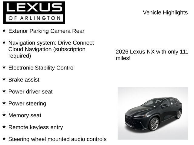 New 2026 Lexus NX 350 AWD w/ Cold Area Package image 7