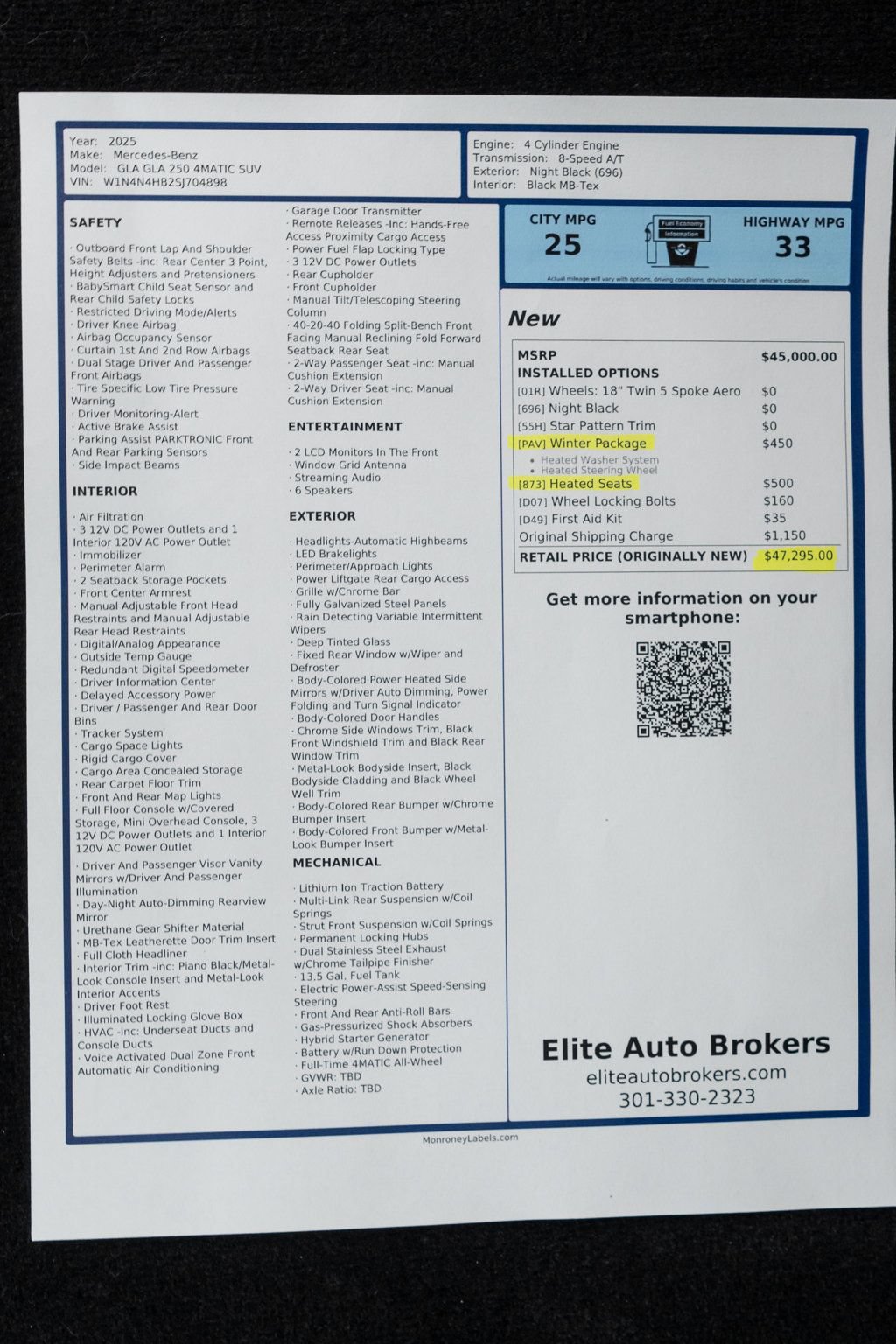 Used 2025 Mercedes-Benz GLA 250 4MATIC w/ Winter Package image 46