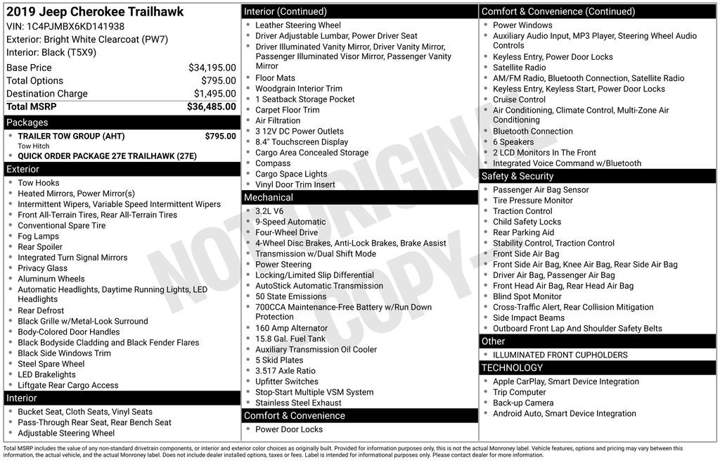 Used 2019 Jeep Cherokee Trailhawk w/ Trailer Tow Group image 6