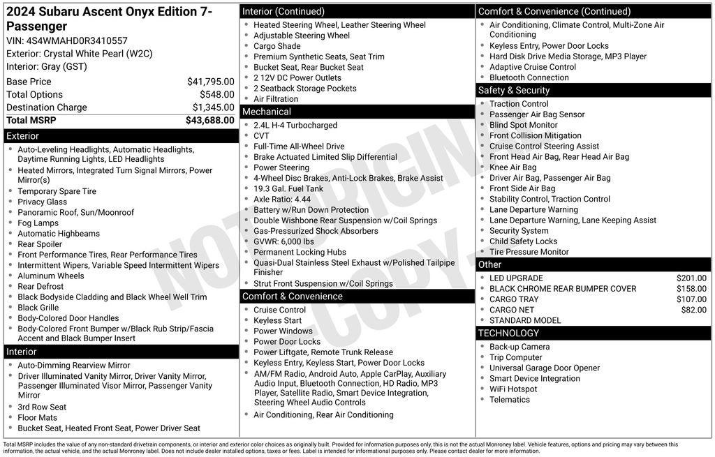 Used 2024 Subaru Ascent Onyx Edition image 5