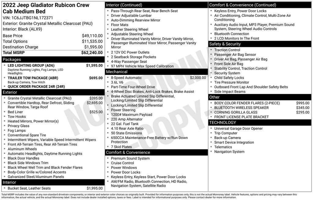 Used 2022 Jeep Gladiator Rubicon w/ LED Lighting Group image 3