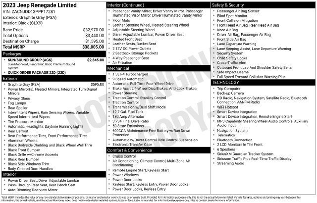 Used 2023 Jeep Renegade Limited w/ Sun/Sound Group AWD/4WD image 43