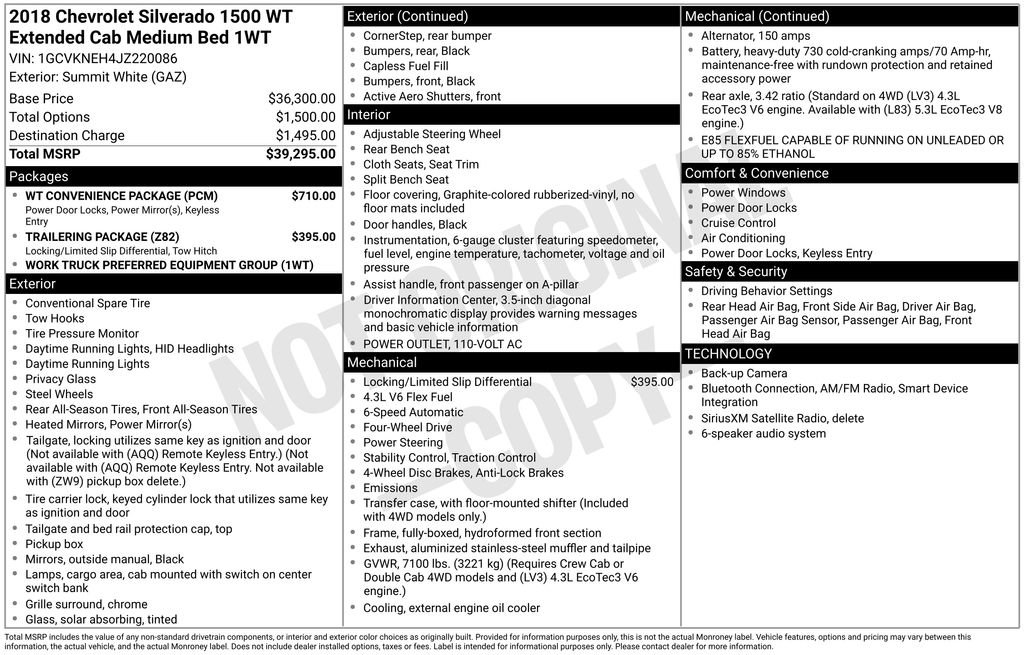 Used 2018 Chevrolet Silverado 1500 W/T w/ WT Convenience Package image 8