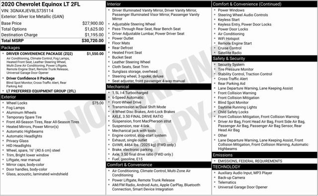 Used 2020 Chevrolet Equinox LT w/ Driver Convenience Package image 3