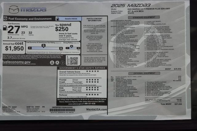 New 2025 MAZDA MAZDA3 2.5 Turbo Premium Plus Package image 49
