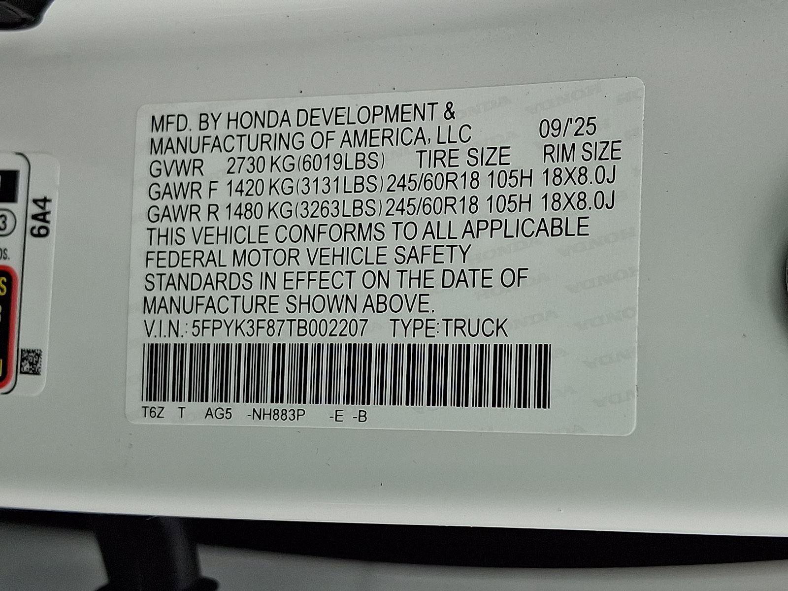 New 2026 Honda Ridgeline Black Edition image 11