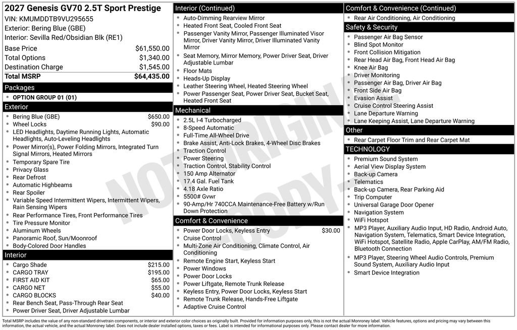 New 2027 Genesis GV70 2.5T Sport Prestige AWD/4WD image 8