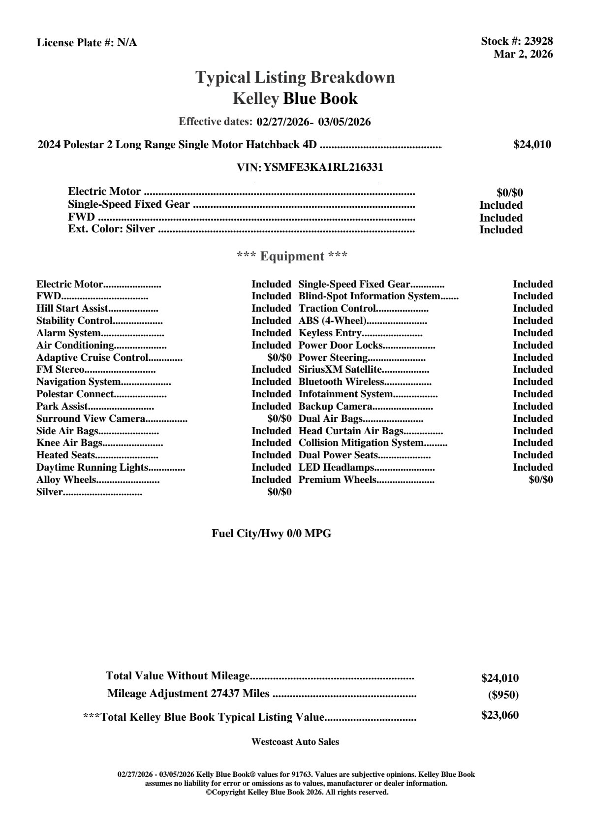 Used 2024 Polestar Polestar 2 w/ Pilot Pack image 4