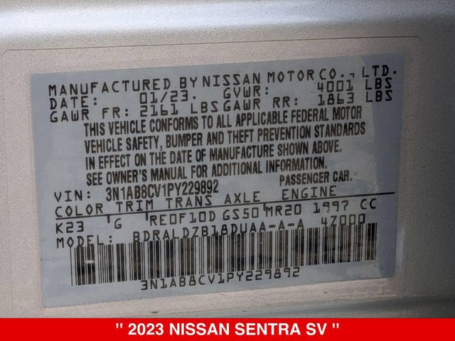 Certified 2023 Nissan Sentra SV w/ All-Weather Package FWD image 40