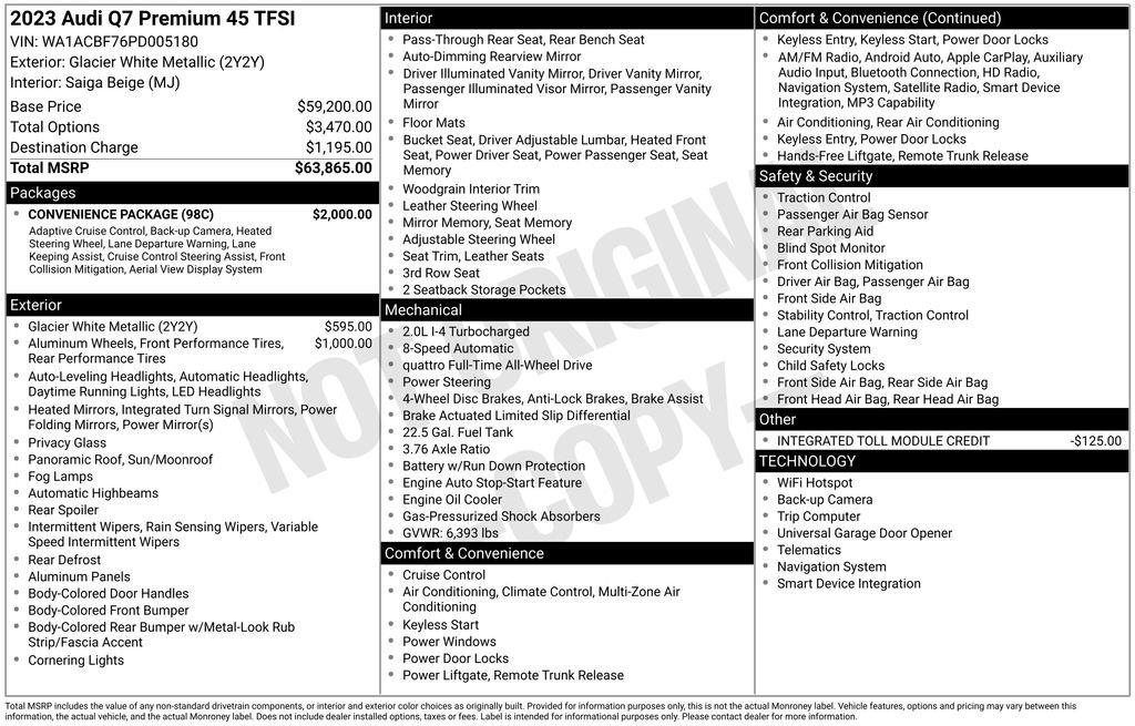 Used 2023 Audi Q7 2.0T Premium w/ Convenience Package image 4