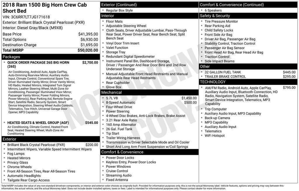 Certified 2018 RAM 1500 Big Horn AWD/4WD image 7