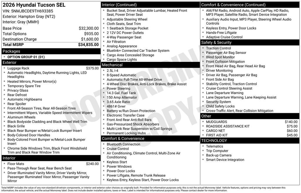 New 2026 Hyundai Tucson SEL