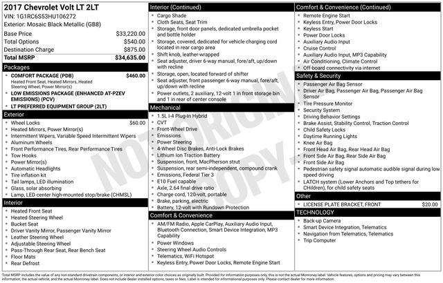 Used 2017 Chevrolet Volt LT w/ Comfort Package image 27