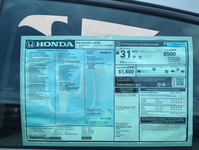 New 2026 Honda Accord SE image 21